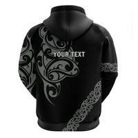 All Black Maori Tribal Tattoo Personalised Zip Hoodie Moss Green Polynesian Style - Polynesian Pride
