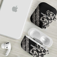 All Black Maori Tribal Tattoo Personalised AirPods Case Stone Gray Polynesian Style - Polynesian Pride