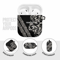 All Black Maori Tribal Tattoo Personalised AirPods Case Stone Gray Polynesian Style - Polynesian Pride