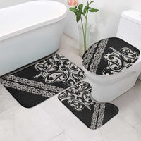 All Black Maori Tribal Tattoo Personalised Bathroom Set Stone Gray Polynesian Style - Polynesian Pride