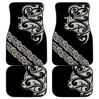 All Black Maori Tribal Tattoo Personalised Car Mats Stone Gray Polynesian Style - Polynesian Pride