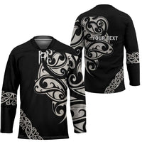 All Black Maori Tribal Tattoo Personalised Hockey Jersey Stone Gray Polynesian Style LT9 - Polynesian Pride