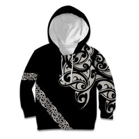 All Black Maori Tribal Tattoo Personalised Kid Hoodie Stone Gray Polynesian Style LT9 Hoodie Gray - Polynesian Pride