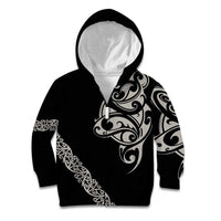 All Black Maori Tribal Tattoo Personalised Kid Hoodie Stone Gray Polynesian Style LT9 Zip Hoodie Gray - Polynesian Pride