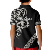 All Black Maori Tribal Tattoo Personalised Kid Polo Shirt Stone Gray Polynesian Style - Polynesian Pride