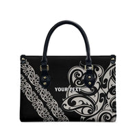 All Black Maori Tribal Tattoo Personalised Leather Bag Stone Gray Polynesian Style - Polynesian Pride