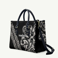 All Black Maori Tribal Tattoo Personalised Leather Bag Stone Gray Polynesian Style - Polynesian Pride