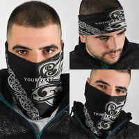 All Black Maori Tribal Tattoo Personalised Neck Gaiter Stone Gray Polynesian Style LT9