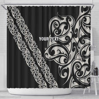 All Black Maori Tribal Tattoo Personalised Shower Curtain Stone Gray Polynesian Style - Polynesian Pride