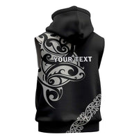 All Black Maori Tribal Tattoo Personalised Sleeveless Zip Hoodie Stone Gray Polynesian Style LT9 - Polynesian Pride