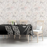 All Black Maori Tribal Tattoo Personalised Tablecloth Stone Gray Polynesian Style - Polynesian Pride