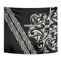 All Black Maori Tribal Tattoo Personalised Tapestry Stone Gray Polynesian Style - Polynesian Pride