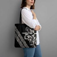 All Black Maori Tribal Tattoo Personalised Tote Bag Stone Gray Polynesian Style LT9 - Polynesian Pride