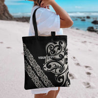 All Black Maori Tribal Tattoo Personalised Tote Bag Stone Gray Polynesian Style LT9 - Polynesian Pride