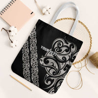 All Black Maori Tribal Tattoo Personalised Tote Bag Stone Gray Polynesian Style LT9 White Strap One Size Gray - Polynesian Pride