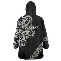 All Black Maori Tribal Tattoo Personalised Wearable Blanket Hoodie Stone Gray Polynesian Style LT9 - Polynesian Pride