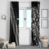 All Black Maori Tribal Tattoo Personalised Window Curtain Stone Gray Polynesian Style - Polynesian Pride