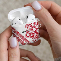 All White Maori Tribal Tattoo Personalised AirPods Case Classic Red Polynesian Style LT9 - Polynesian Pride