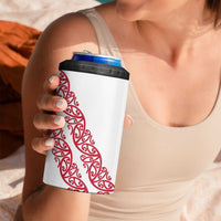 All White Maori Tribal Tattoo Personalised 4 in 1 Can Cooler Tumbler Classic Red Polynesian Style - Polynesian Pride