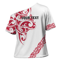 All White Maori Tribal Tattoo Personalised Cross Shoulder Shirt Classic Red Polynesian Style - Polynesian Pride