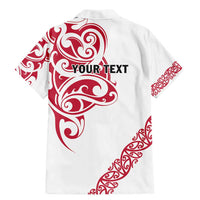 All White Maori Tribal Tattoo Personalised Family Matching Mermaid Dress and Hawaiian Shirt Classic Red Polynesian Style - Polynesian Pride