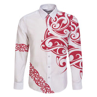 All White Maori Tribal Tattoo Personalised Family Matching Off Shoulder Maxi Dress and Hawaiian Shirt Classic Red Polynesian Style - Polynesian Pride