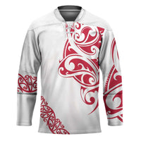 All White Maori Tribal Tattoo Personalised Hockey Jersey Classic Red Polynesian Style LT9 Unisex Red - Polynesian Pride