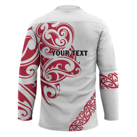 All White Maori Tribal Tattoo Personalised Hockey Jersey Classic Red Polynesian Style LT9 - Polynesian Pride