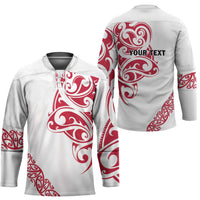 All White Maori Tribal Tattoo Personalised Hockey Jersey Classic Red Polynesian Style LT9 - Polynesian Pride