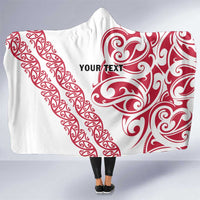 All White Maori Tribal Tattoo Personalised Hooded Blanket Classic Red Polynesian Style - Polynesian Pride