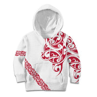 All White Maori Tribal Tattoo Personalised Kid Hoodie Classic Red Polynesian Style LT9 Hoodie Red - Polynesian Pride