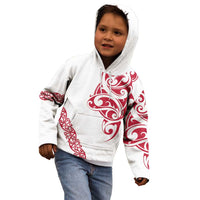 All White Maori Tribal Tattoo Personalised Kid Hoodie Classic Red Polynesian Style LT9 - Polynesian Pride