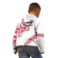 All White Maori Tribal Tattoo Personalised Kid Hoodie Classic Red Polynesian Style LT9 - Polynesian Pride