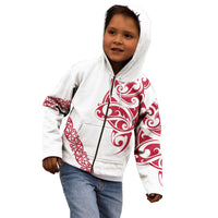 All White Maori Tribal Tattoo Personalised Kid Hoodie Classic Red Polynesian Style LT9 - Polynesian Pride