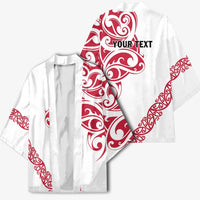 All White Maori Tribal Tattoo Personalised Kimono Classic Red Polynesian Style - Polynesian Pride