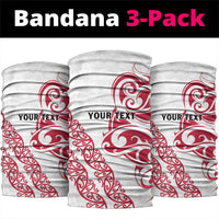 All White Maori Tribal Tattoo Personalised Neck Gaiter Classic Red Polynesian Style LT9