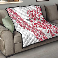 All White Maori Tribal Tattoo Personalised Quilt Classic Red Polynesian Style - Polynesian Pride