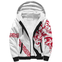 All White Maori Tribal Tattoo Personalised Sherpa Hoodie Classic Red Polynesian Style LT9 Unisex Red - Polynesian Pride