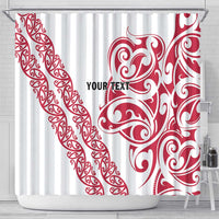 All White Maori Tribal Tattoo Personalised Shower Curtain Classic Red Polynesian Style - Polynesian Pride