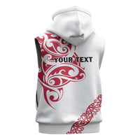 All White Maori Tribal Tattoo Personalised Sleeveless Zip Hoodie Classic Red Polynesian Style - Polynesian Pride