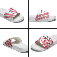 All White Maori Tribal Tattoo Personalised Slide Sandals Classic Red Polynesian Style - Polynesian Pride