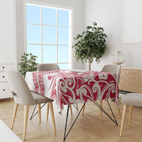 All White Maori Tribal Tattoo Personalised Tablecloth Classic Red Polynesian Style - Polynesian Pride