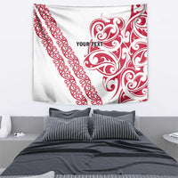 All White Maori Tribal Tattoo Personalised Tapestry Classic Red Polynesian Style - Polynesian Pride