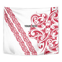 All White Maori Tribal Tattoo Personalised Tapestry Classic Red Polynesian Style - Polynesian Pride