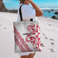 All White Maori Tribal Tattoo Personalised Tote Bag Classic Red Polynesian Style - Polynesian Pride