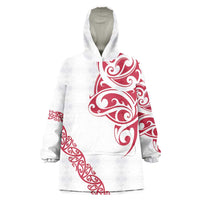All White Maori Tribal Tattoo Personalised Wearable Blanket Hoodie Classic Red Polynesian Style LT9 One Size Red - Polynesian Pride