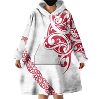 All White Maori Tribal Tattoo Personalised Wearable Blanket Hoodie Classic Red Polynesian Style LT9 - Polynesian Pride