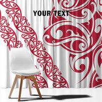 All White Maori Tribal Tattoo Personalised Window Curtain Classic Red Polynesian Style - Polynesian Pride