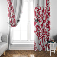 All White Maori Tribal Tattoo Personalised Window Curtain Classic Red Polynesian Style - Polynesian Pride