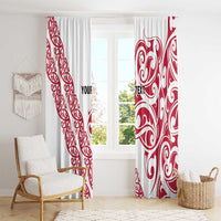 All White Maori Tribal Tattoo Personalised Window Curtain Classic Red Polynesian Style - Polynesian Pride